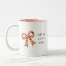 Taza de café con lazo floral | Regalo botánico lin