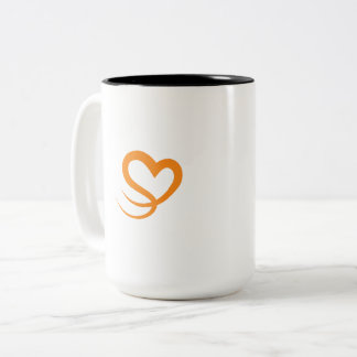 Bicolor Taza de café con logotipo de corazón elegante | Mi