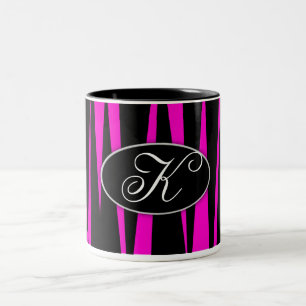 Bicolor Taza de café con monograma de la inicial rosada d