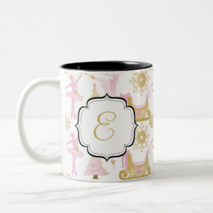 Bicolor Taza de café con monograma del té del ballet de 