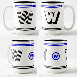 Bicolor Taza de café con monograma único (regalo de inicia