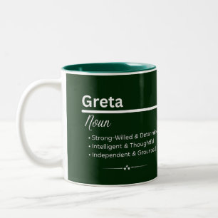 Bicolor Taza de café con nombre personalizado Greta
