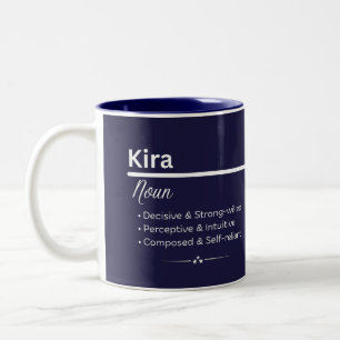 Bicolor Taza de café con nombre personalizado Kira