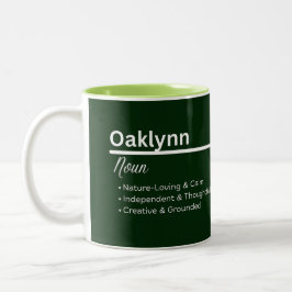 Bicolor Taza de café con nombre personalizado Oaklynn