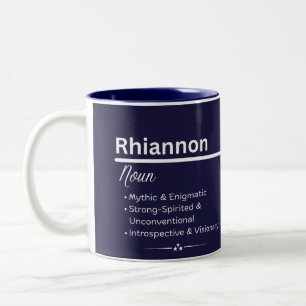 Bicolor Taza de café con nombre personalizado Rhiannon