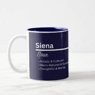 Bicolor Taza de café con nombre personalizado Siena