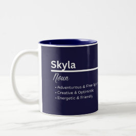 Bicolor Taza de café con nombre personalizado Skyla