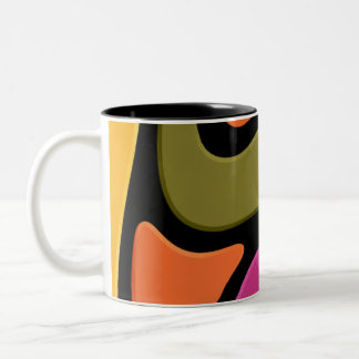 Bicolor Taza de café con onda de color abstracto.