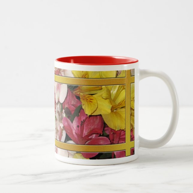 Bicolor Taza de café con ramo floral (Derecha)