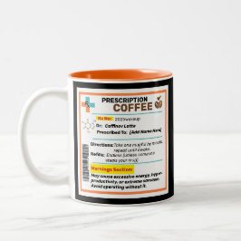 Bicolor Taza de café con receta divertida personalizada