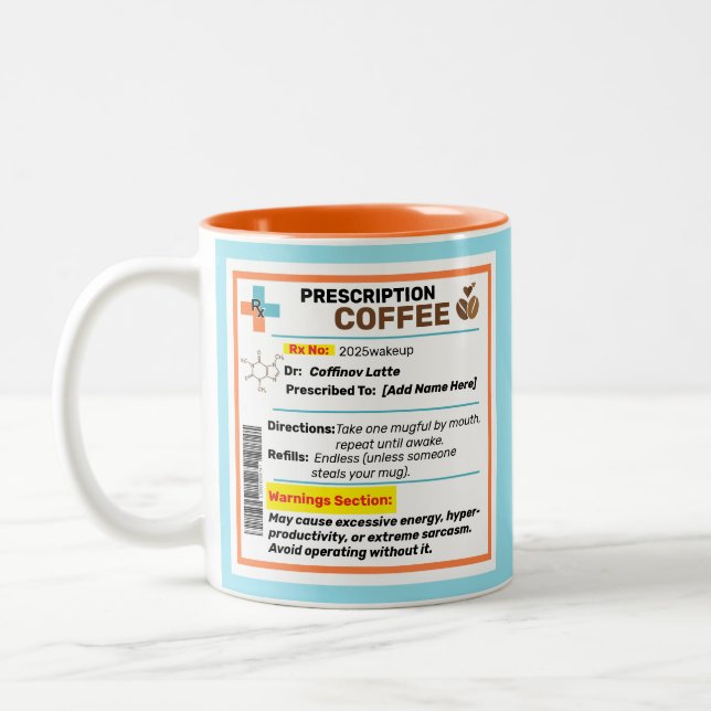 Bicolor Taza de café con receta divertida personalizada (Izquierda)