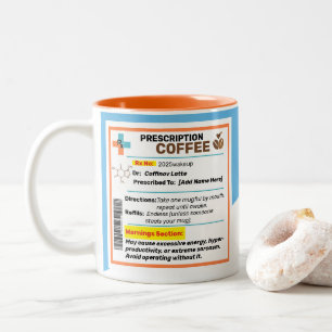 Bicolor Taza de café con receta divertida personalizada