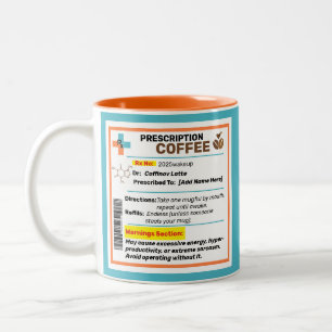 Bicolor Taza de café con receta divertida personalizada
