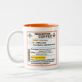 Bicolor Taza de café con receta divertida personalizada