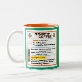 Bicolor Taza de café con receta divertida personalizada