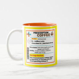 Bicolor Taza de café con receta divertida personalizada