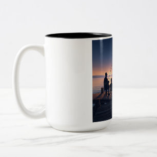 Bicolor Taza de café con tema de pesca
