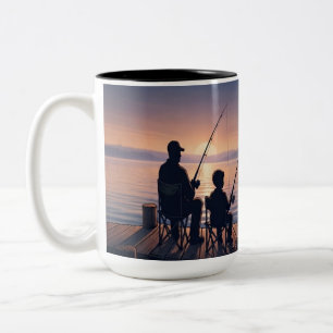 Bicolor Taza de café con tema de pesca