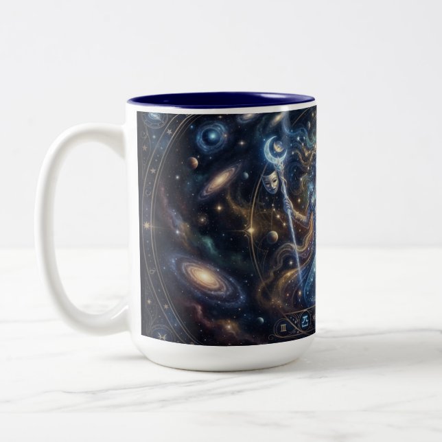 Bicolor Taza de café con Zodiaco Géminis (Izquierda)