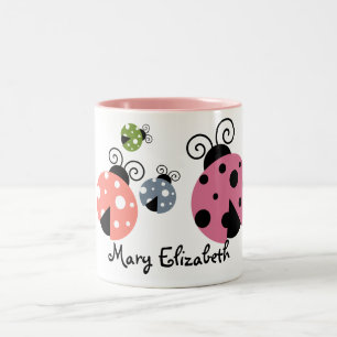 Bicolor Taza de café conocida de encargo de la mariquita