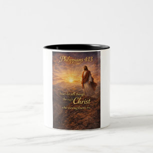 Bicolor Taza de café cristiana Filipenses 4:13