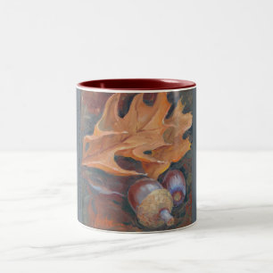 Bicolor taza de café de 2 tonos con las bellotas y las