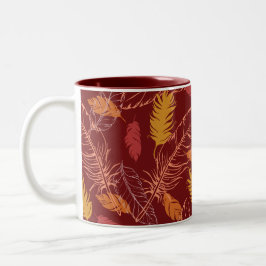 Bicolor Taza de café de 2 tonos de plumas de otoño