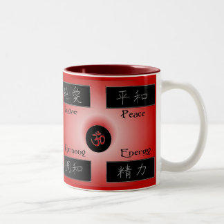Bicolor Taza de café de amor paz armonía energía