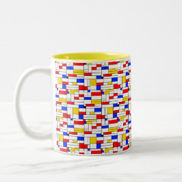 Bicolor Taza de café de arte abstracto estilo Piet Mondria