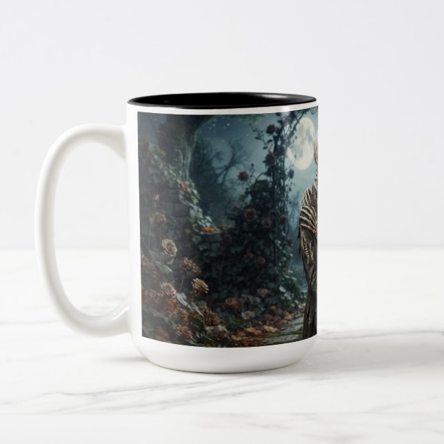 Bicolor Taza de café de boda de esqueleto (Izquierda)