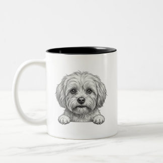 Bicolor Taza de café de cachorro maltés | Regalo para aman