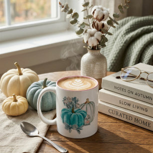 Bicolor Taza de café de calabaza suave de otoño