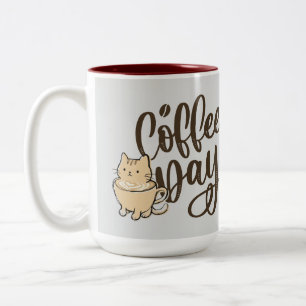 Bicolor Taza de café de cerámica de gato lindo - Todos los