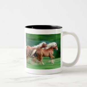 Bicolor Taza de café de cerámica de los caballos del