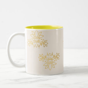 Bicolor Taza de café de cerámica elegante flor de loto rea