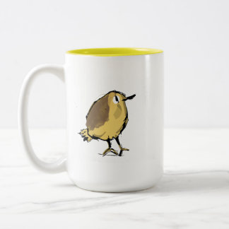 Bicolor Taza de café de cerámica ilustrada con pájaro amar