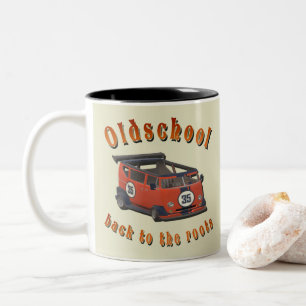 Bicolor Taza de café de coche antiguo estilo vintage