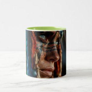 Bicolor Taza de café de cubo de hielo en llamas – Arte de 