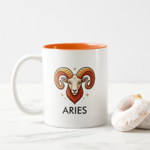 Bicolor Taza de café de cumpleaños con signo zodiacal de A