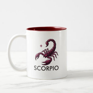 Bicolor Taza de café de cumpleaños con signo zodiacal de E