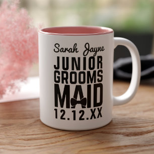 Bicolor Taza de café de dama de honor junior de la fiesta 