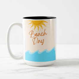 Bicolor Taza de café de día de playa | Taza de sol de vera