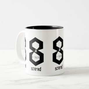 Bicolor Taza de café de dos tonos con 8 bits de miedo