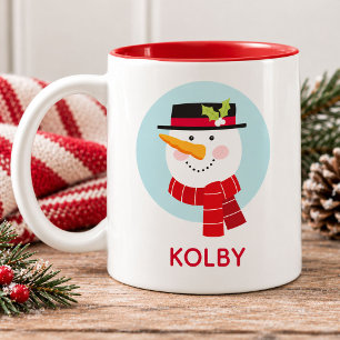 Bicolor Taza de café de dos tonos con cara de muñeco de ni