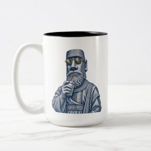 Bicolor Taza de café de dos tonos con hombre de piedra gen