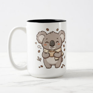 Bicolor Taza de café de dos tonos con koala bebiendo