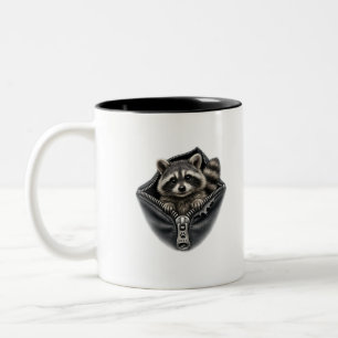 Bicolor Taza de café de dos tonos con mapache lindo en 3D