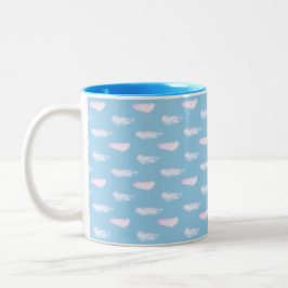 Bicolor Taza de café de dos tonos con nubes pastel lindas