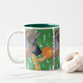 Bicolor Taza de café de dos tonos con perro y naranja