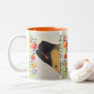 Bicolor Taza de café de dos tonos con perro y tomates